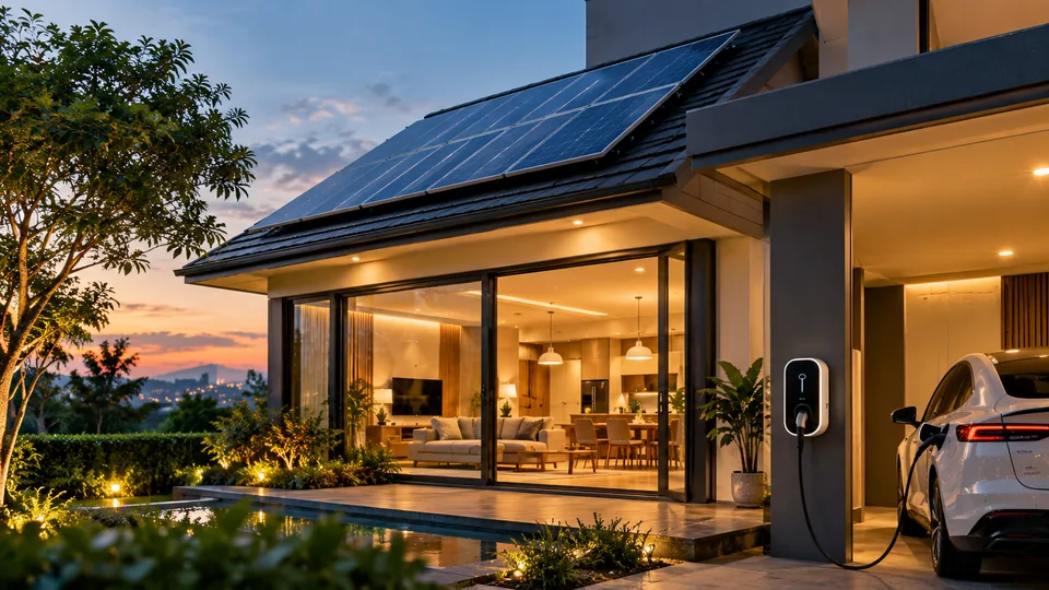 บ้านที่เชื่อม Solar, EV และระบบติดตามพลังงาน
